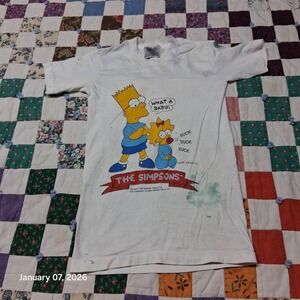 * Vintage The Simpsons Bart Maggie Distressed Youth Kids Shirt Size Medium 10 12